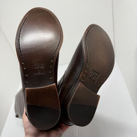 Frye Melissa Button Back Zip Tall Riding Boots Women’s 6M Dark Brown Leather - Picture 9 of 10